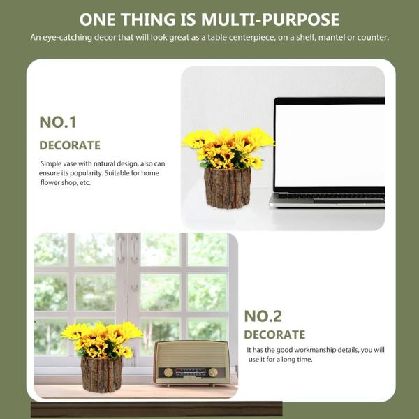 

natural wood flower container rustic bark design planter party home decor vases