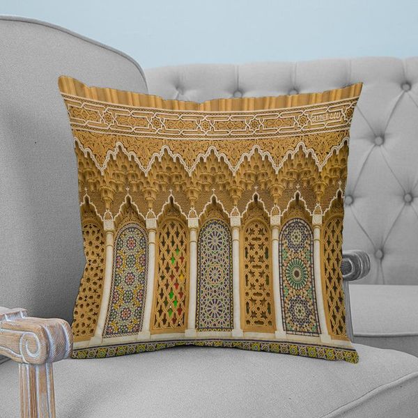 

pillow case arab mosque printed throw plush fabric pillowcase home decorative