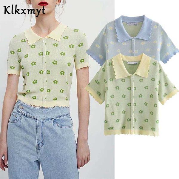 

klkxmyt za cardigan sweater women fashion floral printed knitted vintage short sleeve female outerwear chic 210527, White