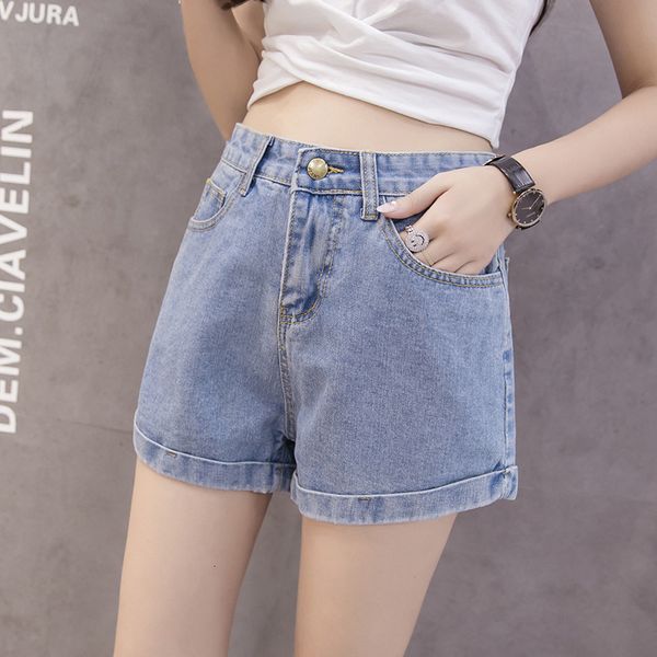

women's shorts high waist denim new summer loose wide legs show thin a-line ultra short pants women, White;black