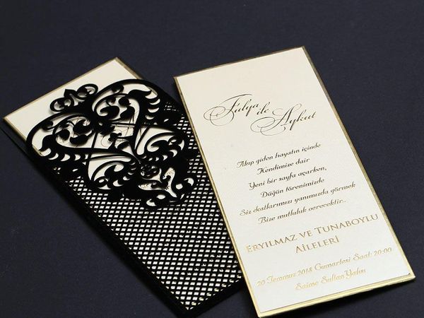 

pcs black laser cut wedding cards invites invitations mariage invitation greeting