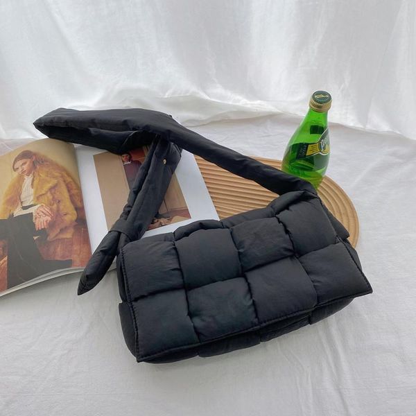 

evening bags fashion cotton padded crossbody for women brands woven shoulder bag designer knitting space down handbag 2021
