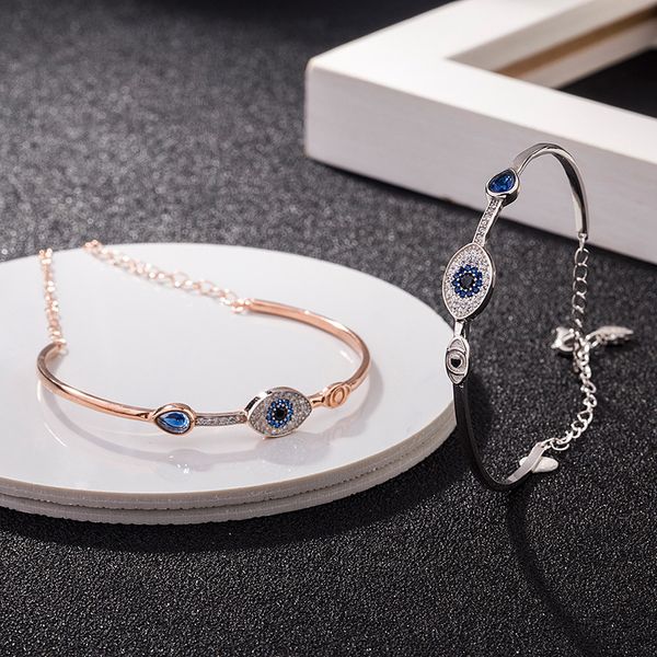 

bangles bracelet s925 sterling silver devil's eye set with rose gold women's, Black