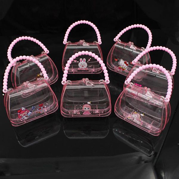 

gift wrap cartoon pink transparent jewelry bax candy bag ring headband storagebox