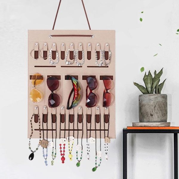 

storage bags 1pcs hanging organizer multiple hooks multi-purpose felt cloth sunglasses earrings jewelry hanger for home wardrobe