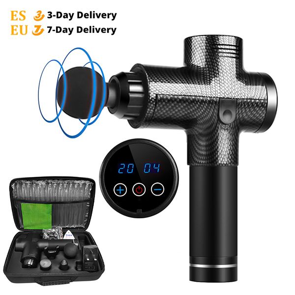 

massage fascia gun lcd display with 6 massage heads body slimming therapy deep muscle massager electric vibrating body massager