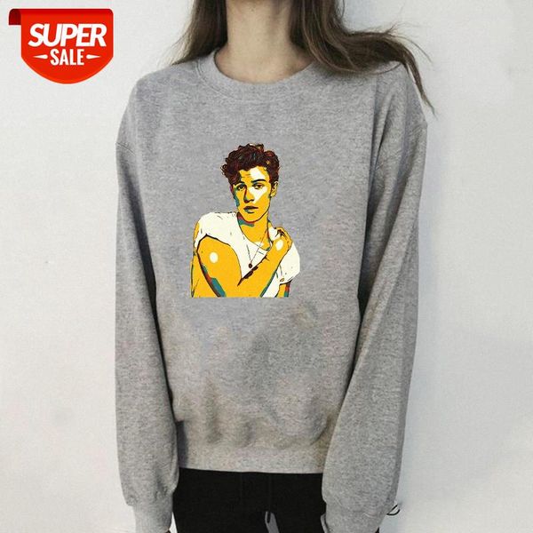 

shawn mendes print round neck and fleece pullover sweater to map #gz9t, Black