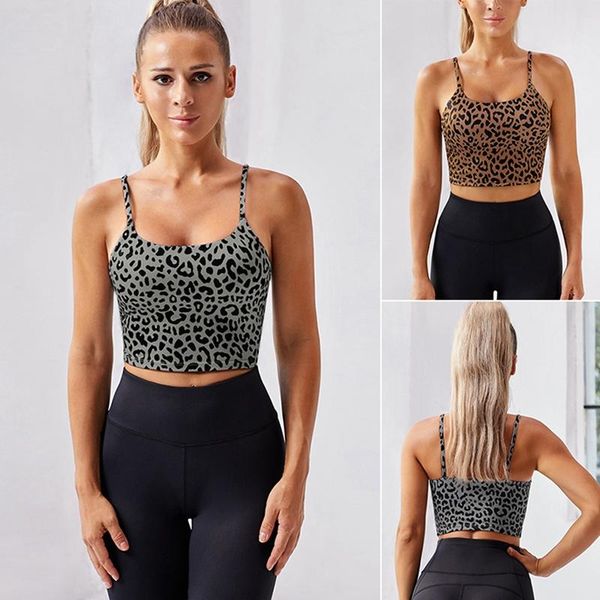 

leopard gym fitness bras crop women print soft yoga workout sports outfit