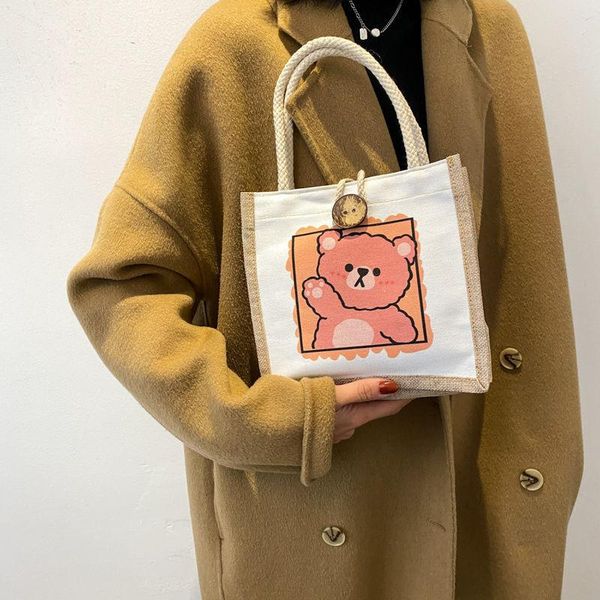 

evening bags printing canvas women hand tote shopper bag basket harajuku shoulder handle female ladies handbags small handbag