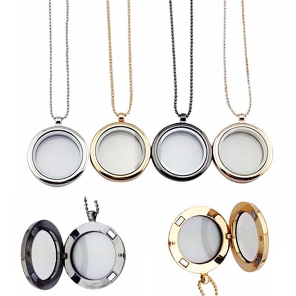 

chains can open floating locket memory living magnet fashion round 30mm glass pendat for women necklace jewelry making, Silver