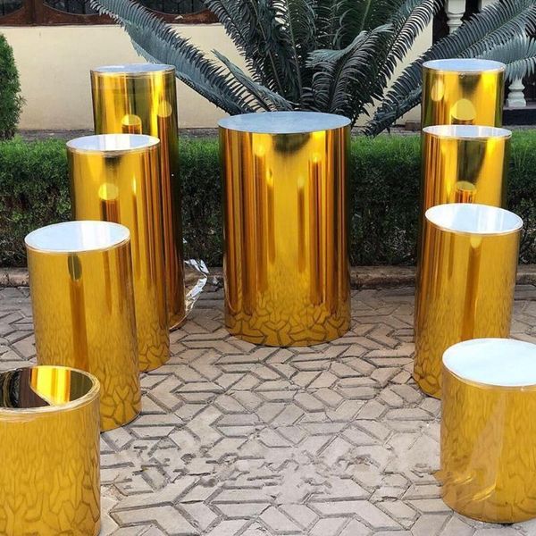 

party decoration 5pcs/set)wedding pedestal cake stand morror gold colour round stainless steel plinths event ab0231