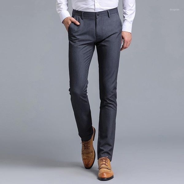 

mens casual pants cotton men straight spring and summer long male classic business trousers full lengt men's, Black