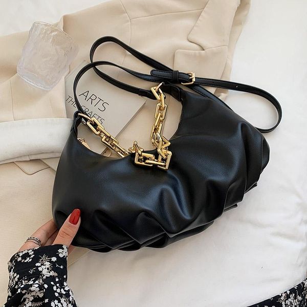 

evening bags fashion shoulder with short chain belt for women soft leather crossbody handbags and purses retro solid color elegant