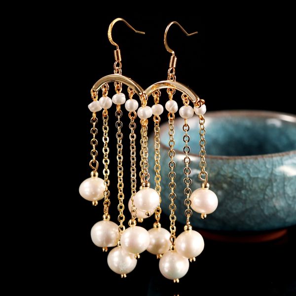 

alloy pearl charm earrings pendant, Golden