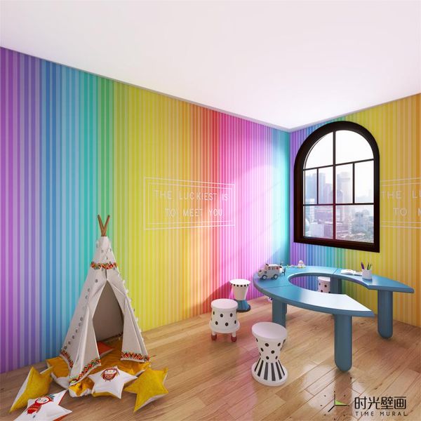 

wallpapers rainbow wallpaper dance classroom children's art training institution background kindergarten stage performance mural