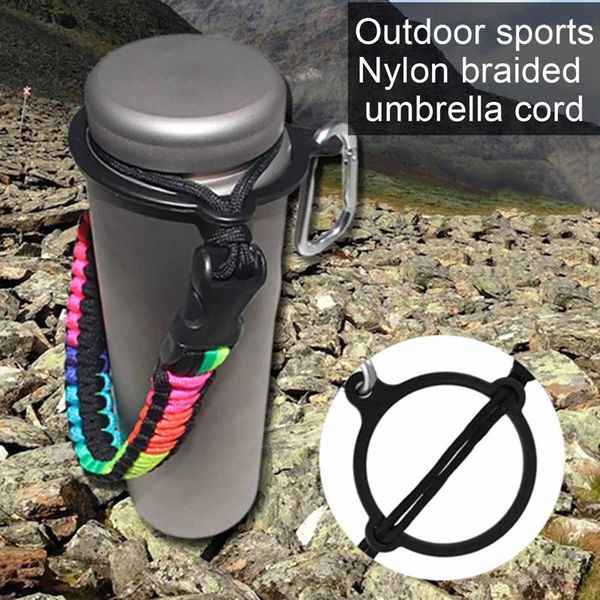 

outdoor gadgets adjustable multi-functional nylon umbrella rope with buckle carabiner tool braided cord kettle handle high quality