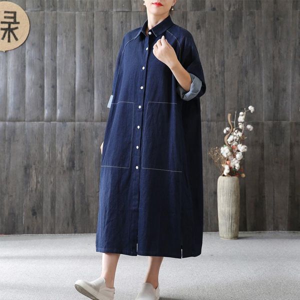 

women's trench coats 2021 denim long coat for women plus size loose jeans outerwear sleeve single-breasted turn-down collar, Tan;black