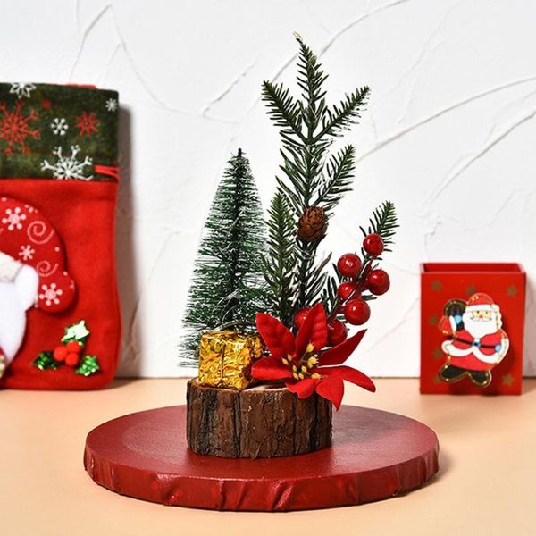 

christmas decorations 3set mini table tree 16cm pvc+cloth double-headed party ornament with button battery