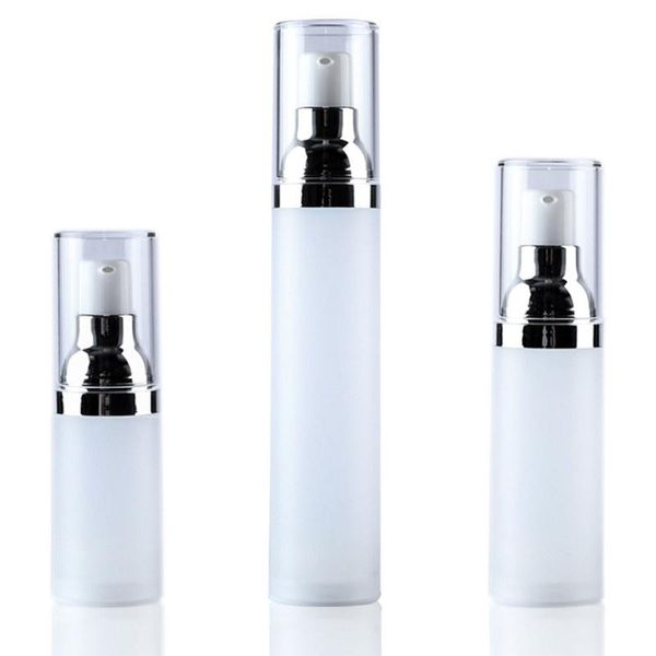 

100pcs 15ml 30ml 50ml airless pump bottle empty clear cap plastic container travel toiletries packaging for lotion storage bottles & jars