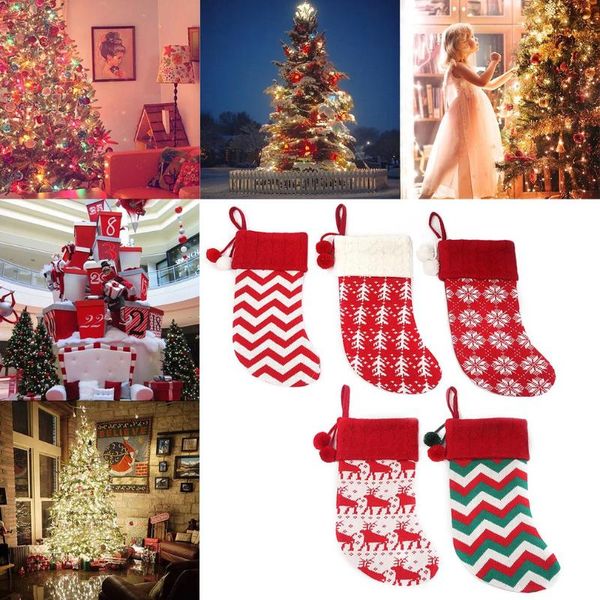

christmas decorations 2022 year sock bag gift home knitted tree decoration