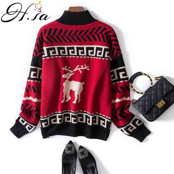 Mulheres Camisola e Pullovers Red Vintage Knit Jumpers Dos Desenhos Animados Puxar Senhoras Black Winter Casual S 210430