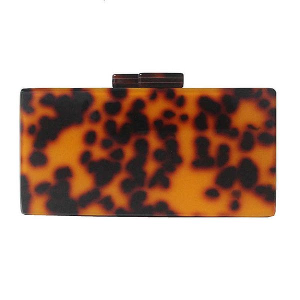 

women's style leopard fashion handbag one shoulder msenger amber box acrylic dinner bag