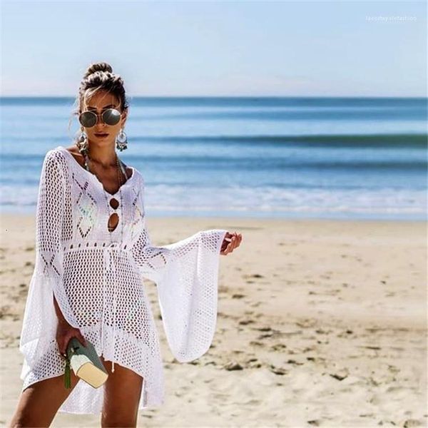 

casual dresses holiday vestidoes women beach cover-ups dress cloak knitted hollow out designer, Black;gray