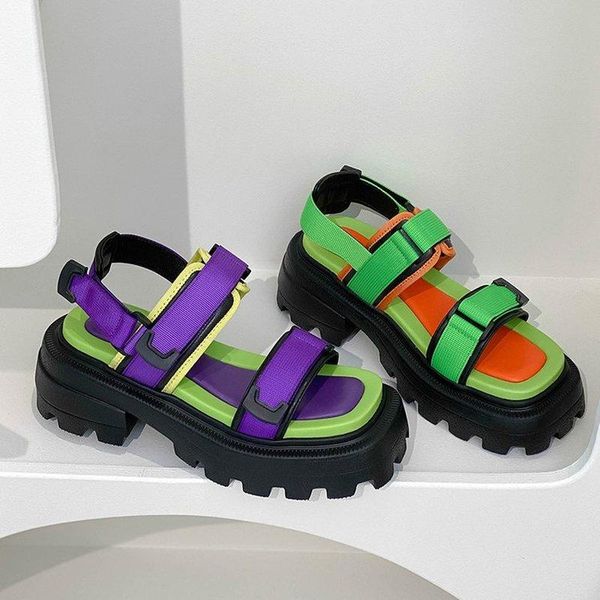 

dress shoes fashion 2021 brand women's platform gladiator sandals ladies mixed colors for woman wedges high heels summer, Black