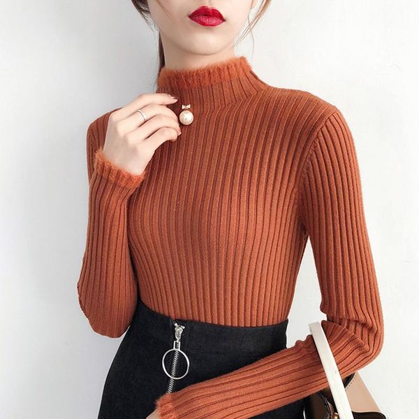 

women's sweaters shintimes 2021 winter clothes women knitted sweater korean turtleneck fashion beading pullover slim woman, White;black
