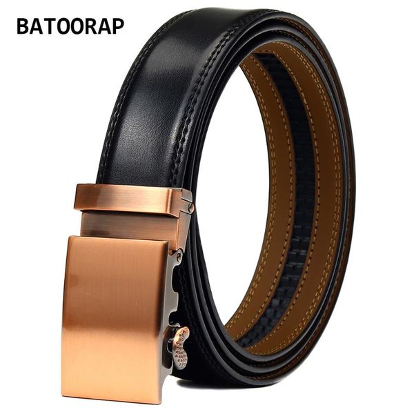 

belts batoorap male business waist strap black cowhide vintage automatic buckle metal quality men's leather belt wl-e06, Black;brown