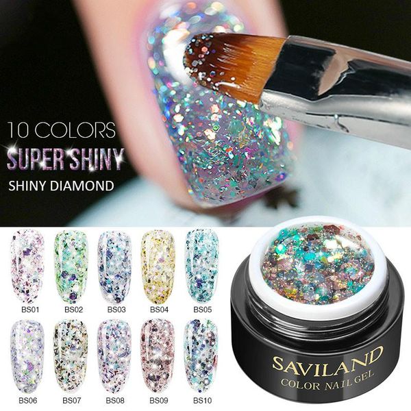 

nail gel paint hybrid diamond glitter polish uv art manicure varnish soak off sequins lacquer, Red;pink