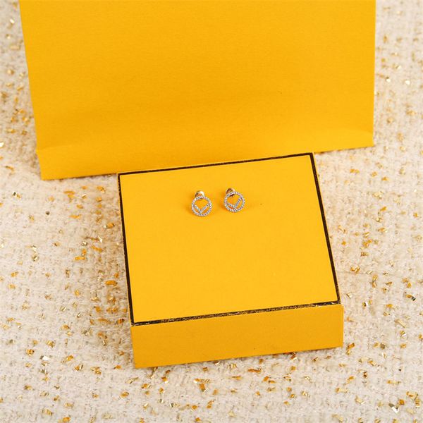 

designers letter stud earrings ladies luxury party earring luxury diamond set youth jewelry, Golden;silver