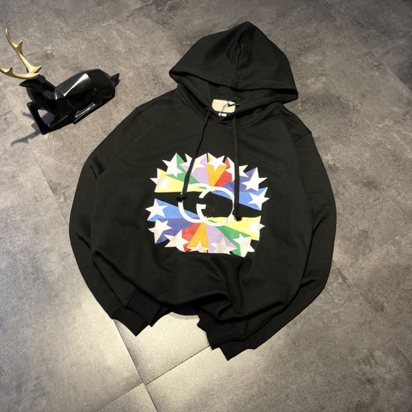 

21 autumn fashion brand black double star color printed cotton loose sweater