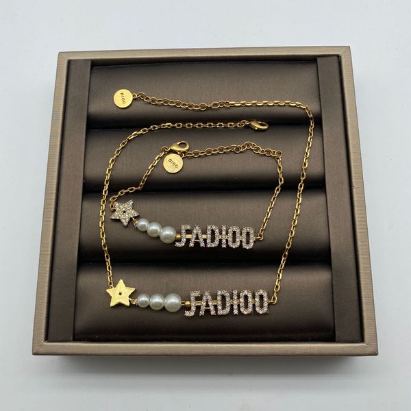 

djia / dijia ja letter pentagonal star set with diamond net red temperament suit necklace bracelet girl, Silver