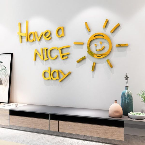 

wall stickers kid room decoration sticker have a nice day acrylic mirror for art background decor wallpaper