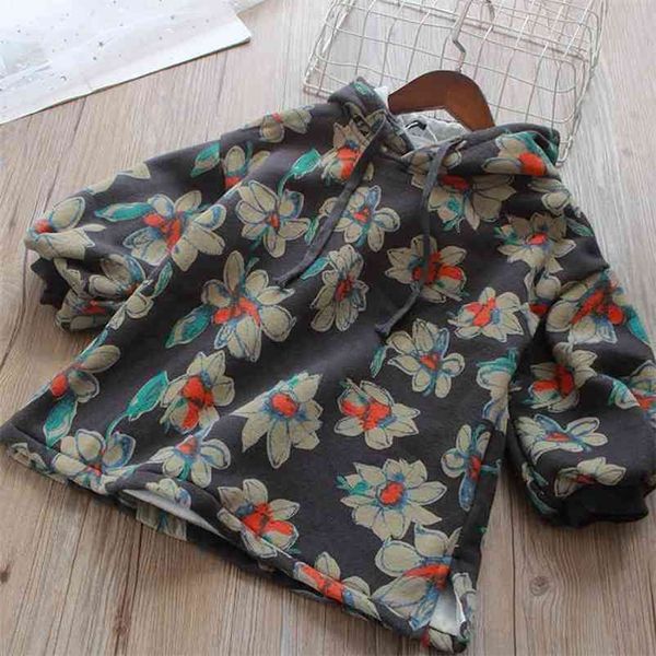 

gooporson winter fleece kids clothes flower hooded long sweatshirt little girls warm outfits fashion children hoodies 210715, Black