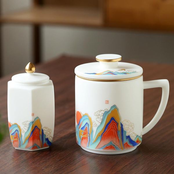 

mugs sunrise office cup tea canisters set separation with leakage gift