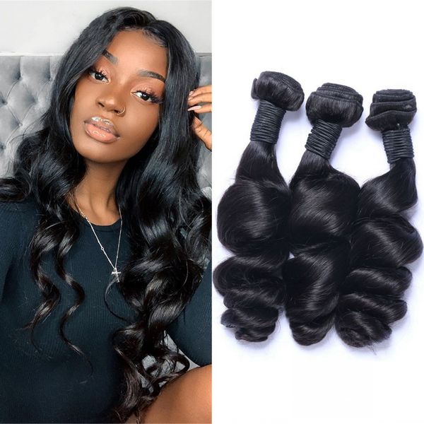 

human hair weft loose wave peruvian 3/4 pcs/lot virgin bundles for black women natural color unprocessed can be dyed