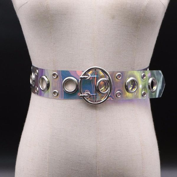 

belts korean fashion corset belt laser dazzling transparent air rivet pvc waistband women's t-shirt dress adornment waist seal woman, Black;brown