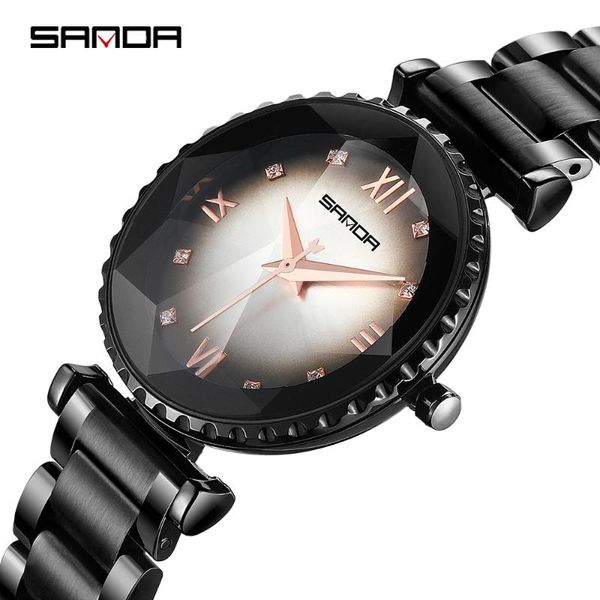 

wristwatches sanda female wristwatch durable quartz movement life waterproof fashion star sky pattern dial women watch gift watches p1004, Slivery;brown