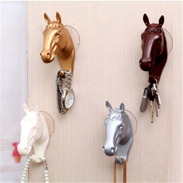 

hooks & rails suction cup storage hook wall mounted decorative furnishing horse head racks for jewelry keys hangers resin