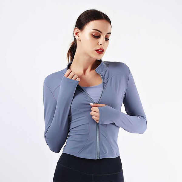 

2021 fashion running sports fitness women's quick drying breathable standing collar long sleeve zipper yoga jacket sunscreen, Black;white