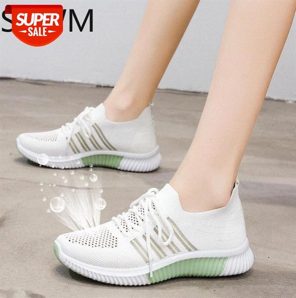 

knit flat sneakers women breathable sock platform stretch fabric casual shoes soft sole trainers 2020 #442g
