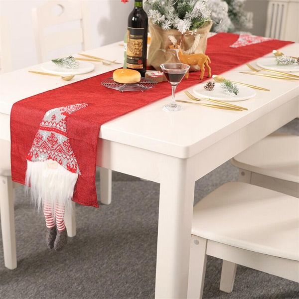 

merry christmas table runner mat tablecloth non woven xmas flag home party decor cloth