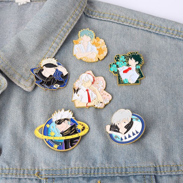 

cartoons brooches badges woman enamel lapel pins for backpack fashion avatar hijab pins decorative jewelry for clothes, Blue