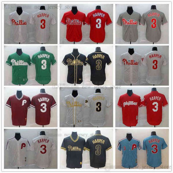 

2022 Baseball Bryce News 3 Harper Jerseys Stitched Gray Road White Home Cream Alternate Away Jersey Man size S-XXXL, As picture