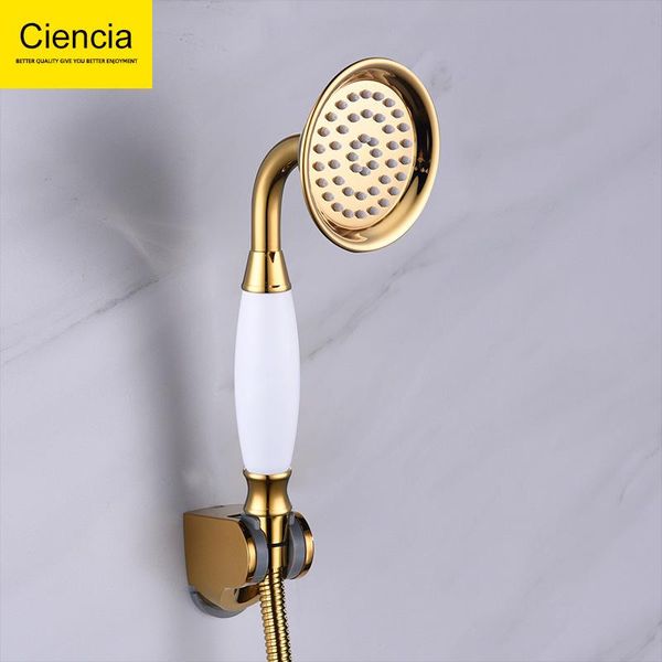 

bathroom shower sets copper ceramic golden round hand head small cold and