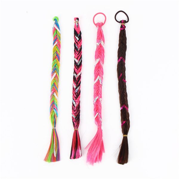 

princess braid children's fishbone cosplay rubber band wig accessories, Black