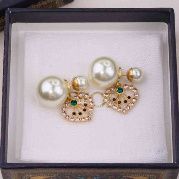 

factory specials new fashion pink green diamond love size earrings, Golden