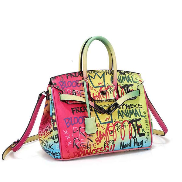 

dinner bag 2021 multi-colors printed graffiti elegant purse bag satchel handbags women fashion trend casual tote party shoulder bags